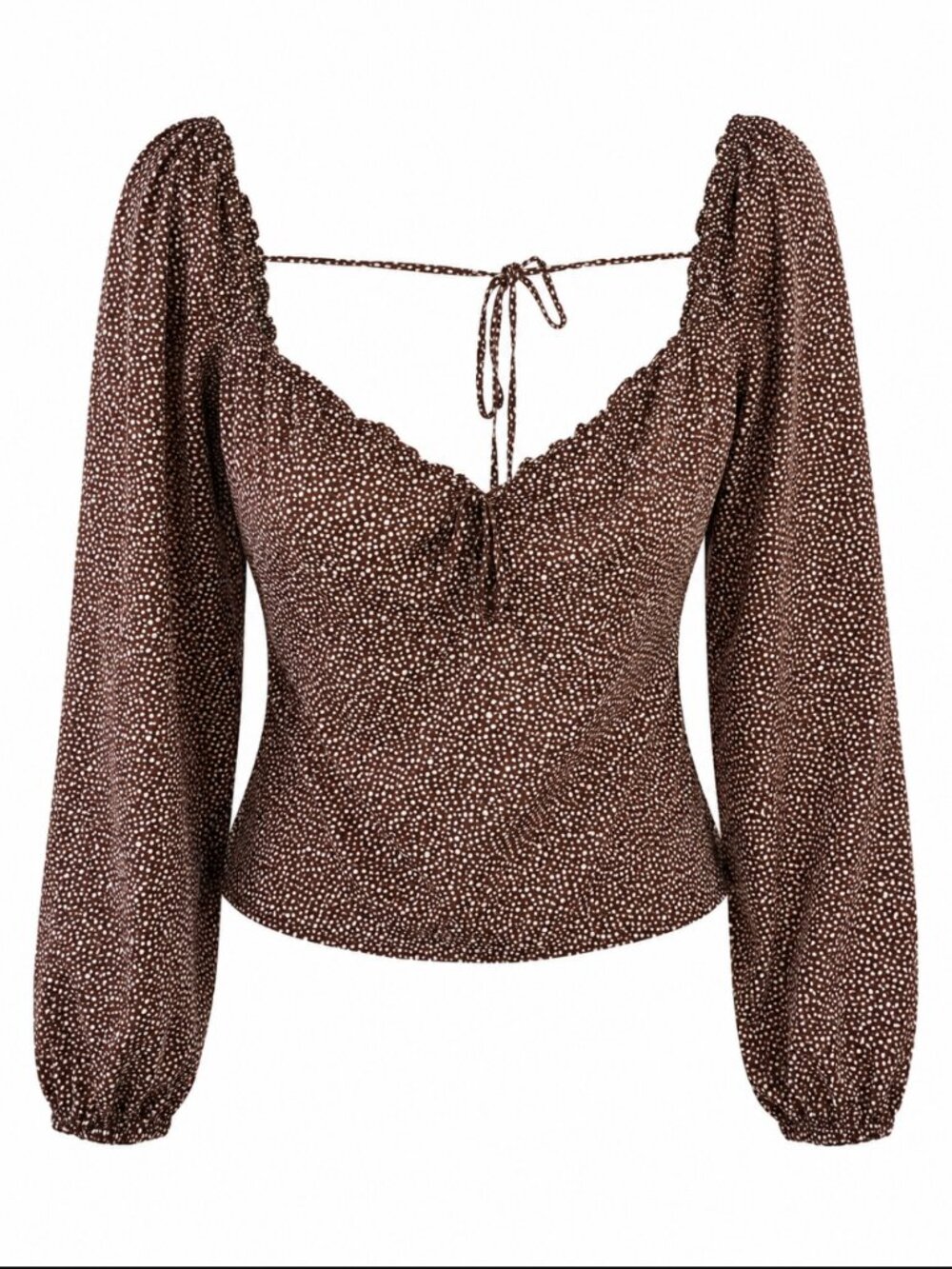 NWT Abercrombie Brown Polka Dot Open Back Tie Blouse XL
